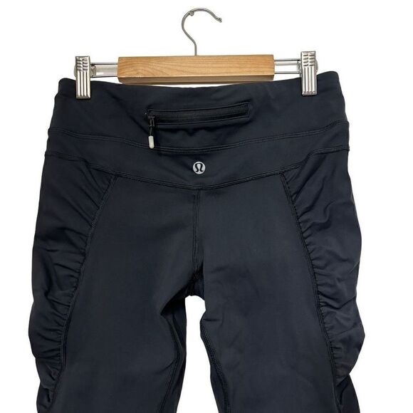 Lululemon run zoom ruched cropped leggings black size 6 - Picture 14 of 15